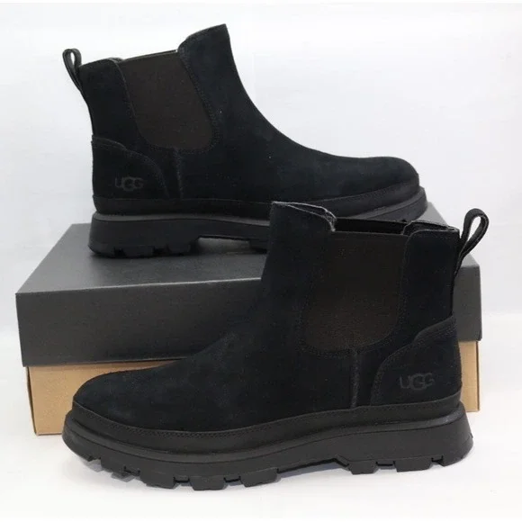 UGG CHELSEA MEN BOOTS LEATHER  Black Size 7 / UK 6 / EU 40 / JP 25 - Picture 2 of 16